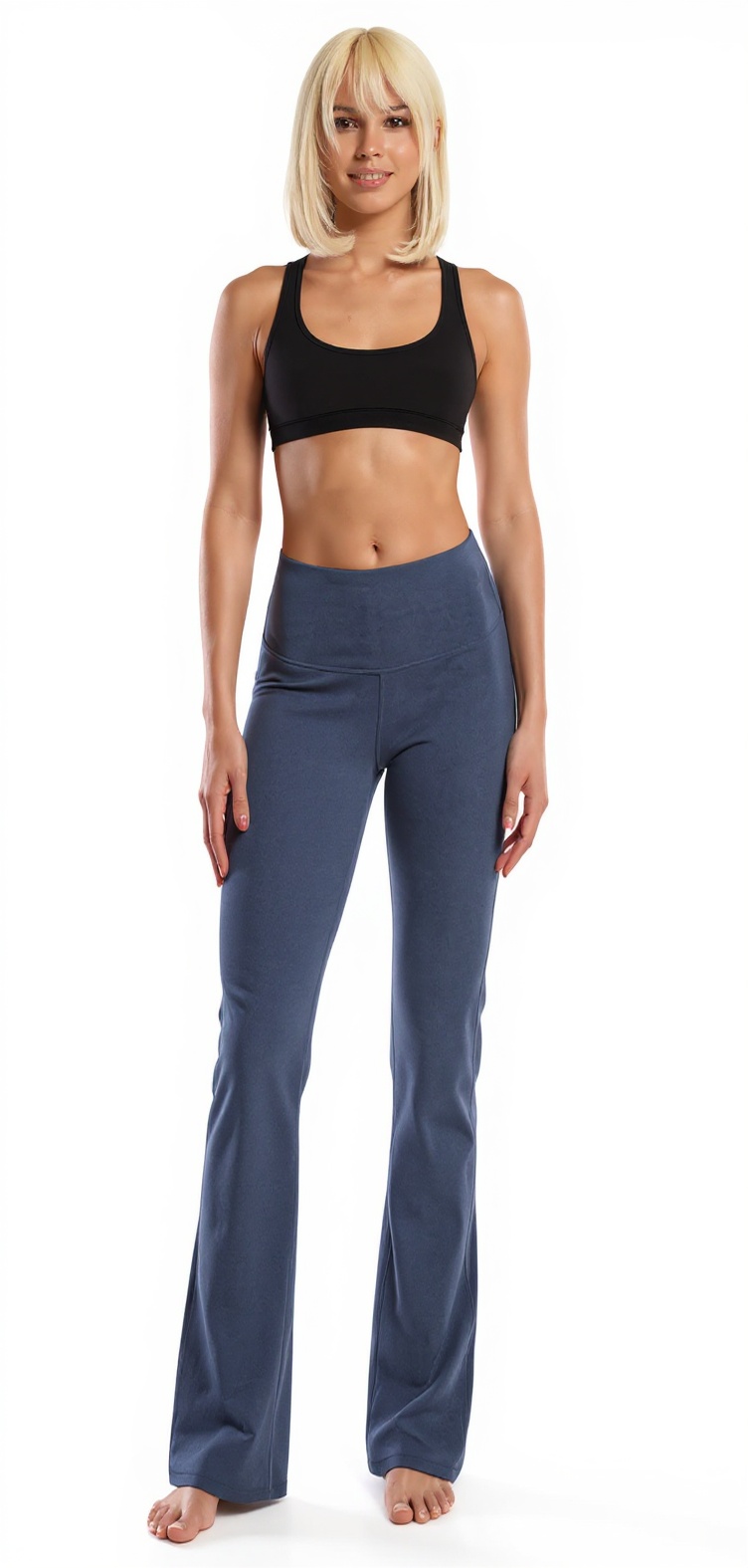 Bootcut Yoga Pants in Heather Navy — The Squat-Proof Edit style look